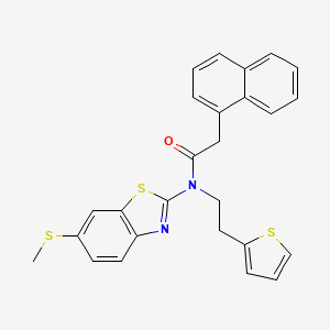 molecular formula C26H22N2OS3 B2485678 N-(6-(methylthio)benzo[d]thiazol-2-yl)-2-(naphthalen-1-yl)-N-(2-(thiophen-2-yl)ethyl)acetamide CAS No. 923462-53-7