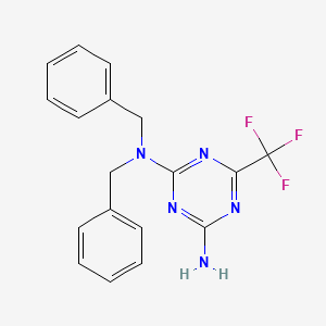 molecular formula C18H16F3N5 B2485690 N,N-dibenzyl-6-(trifluoromethyl)-1,3,5-triazine-2,4-diamine CAS No. 122600-54-8