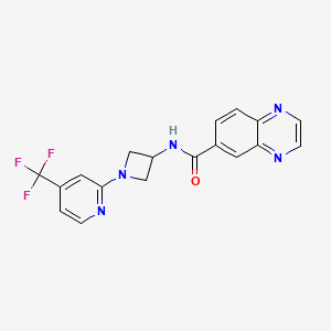 molecular formula C18H14F3N5O B2485701 N-{1-[4-(trifluoromethyl)pyridin-2-yl]azetidin-3-yl}quinoxaline-6-carboxamide CAS No. 2415503-94-3