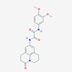 molecular formula C22H23N3O5 B2485716 N'-(3,4-dimethoxyphenyl)-N-{2-oxo-1-azatricyclo[7.3.1.0^{5,13}]trideca-5,7,9(13)-trien-7-yl}ethanediamide CAS No. 898423-31-9