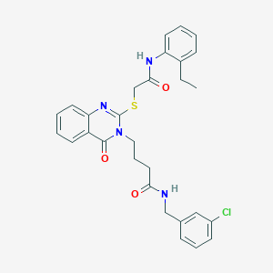 N-[(3-chlorophenyl)methyl]-4-[2-[2-(2-ethylanilino)-2-oxoethyl]sulfanyl-4-oxoquinazolin-3-yl]butanamide