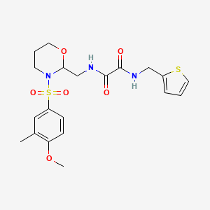 molecular formula C20H25N3O6S2 B2485768 N'-{[3-(4-methoxy-3-methylbenzenesulfonyl)-1,3-oxazinan-2-yl]methyl}-N-[(thiophen-2-yl)methyl]ethanediamide CAS No. 872986-17-9
