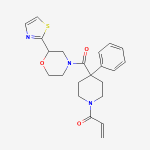 B2485774 1-[4-Phenyl-4-[2-(1,3-thiazol-2-yl)morpholine-4-carbonyl]piperidin-1-yl]prop-2-en-1-one CAS No. 2361744-80-9