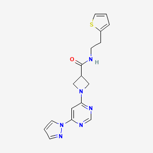 1-(6-(1H-pyrazol-1-yl)pyrimidin-4-yl)-N-(2-(thiophen-2-yl)ethyl)azetidine-3-carboxamide