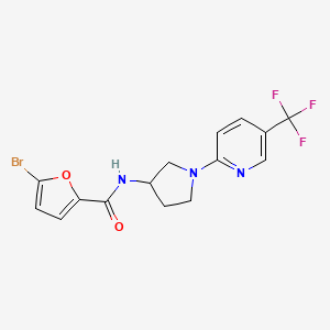 molecular formula C15H13BrF3N3O2 B2485786 5-bromo-N-(1-(5-(trifluoromethyl)pyridin-2-yl)pyrrolidin-3-yl)furan-2-carboxamide CAS No. 1795086-75-7