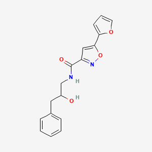 molecular formula C17H16N2O4 B2485792 5-(furan-2-yl)-N-(2-hydroxy-3-phenylpropyl)isoxazole-3-carboxamide CAS No. 1351584-54-7