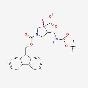 (3S,4R)-1-(9H-Fluoren-9-ylmethoxycarbonyl)-3-fluoro-4-[[(2-methylpropan-2-yl)oxycarbonylamino]methyl]pyrrolidine-3-carboxylic acid