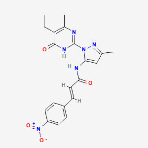 (E)-N-(1-(5-ethyl-4-methyl-6-oxo-1,6-dihydropyrimidin-2-yl)-3-methyl-1H-pyrazol-5-yl)-3-(4-nitrophenyl)acrylamide