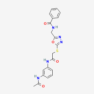 N-((5-((2-((3-acetamidophenyl)amino)-2-oxoethyl)thio)-1,3,4-oxadiazol-2-yl)methyl)benzamide