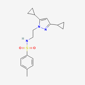 molecular formula C18H23N3O2S B2485827 N-[2-(3,5-dicyclopropyl-1H-pyrazol-1-yl)ethyl]-4-methylbenzene-1-sulfonamide CAS No. 2320666-55-3