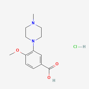 molecular formula C13H19ClN2O3 B2485842 4-Methoxy-3-(4-methylpiperazin-1-yl)benzoic acid hydrochloride CAS No. 1417637-15-0