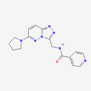 molecular formula C16H17N7O B2485857 N-((6-(吡咯啉-1-基)-[1,2,4]三唑并[4,3-b]吡啶-3-基)甲基)异烟酰胺 CAS No. 2034352-60-6