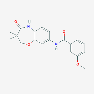 molecular formula C19H20N2O4 B2485859 N-(3,3-二甲基-4-氧代-2,3,4,5-四氢苯并[b][1,4]噁唑-8-基)-3-甲氧基苯甲酰胺 CAS No. 921810-86-8