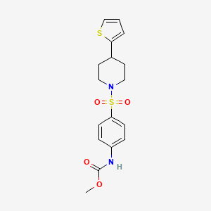 molecular formula C17H20N2O4S2 B2485861 Methyl (4-((4-(thiophen-2-yl)piperidin-1-yl)sulfonyl)phenyl)carbamate CAS No. 1797618-03-1