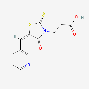 molecular formula C12H10N2O3S2 B2485865 (E)-3-(4-oxo-5-(pyridin-3-ylmethylene)-2-thioxothiazolidin-3-yl)propanoic acid CAS No. 301683-61-4