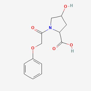 molecular formula C13H15NO5 B2485878 4-Hydroxy-1-(2-phenoxyacetyl)pyrrolidine-2-carboxylic acid CAS No. 1103894-65-0