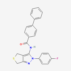 molecular formula C24H18FN3OS B2485922 N-(2-(4-fluorophenyl)-4,6-dihydro-2H-thieno[3,4-c]pyrazol-3-yl)-[1,1'-biphenyl]-4-carboxamide CAS No. 681268-73-5