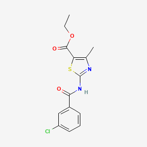 molecular formula C14H13ClN2O3S B2485930 ETHYL 2-(3-CHLOROBENZAMIDO)-4-METHYL-1,3-THIAZOLE-5-CARBOXYLATE CAS No. 312914-25-3
