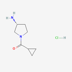 molecular formula C8H15ClN2O B2485935 (R)-(3-Aminopyrrolidin-1-yl)(cyclopropyl)methanone hydrochloride CAS No. 1286207-68-8