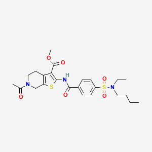 molecular formula C24H31N3O6S2 B2485936 methyl 6-acetyl-2-(4-(N-butyl-N-ethylsulfamoyl)benzamido)-4,5,6,7-tetrahydrothieno[2,3-c]pyridine-3-carboxylate CAS No. 449768-97-2