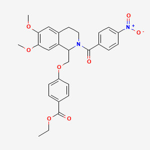 molecular formula C28H28N2O8 B2485956 ethyl 4-{[6,7-dimethoxy-2-(4-nitrobenzoyl)-1,2,3,4-tetrahydroisoquinolin-1-yl]methoxy}benzoate CAS No. 449766-78-3