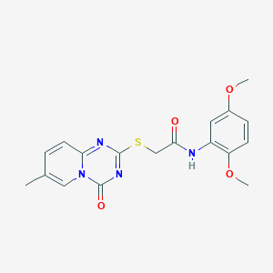 molecular formula C18H18N4O4S B2485967 N-(2,5-dimethoxyphenyl)-2-({7-methyl-4-oxo-4H-pyrido[1,2-a][1,3,5]triazin-2-yl}sulfanyl)acetamide CAS No. 896319-89-4