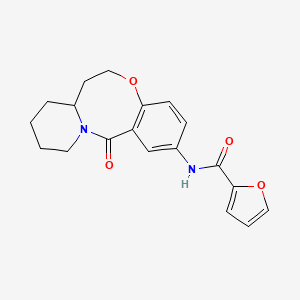 molecular formula C19H20N2O4 B2486004 N-{2-oxo-9-oxa-1-azatricyclo[10.4.0.0^{3,8}]hexadeca-3,5,7-trien-5-yl}furan-2-carboxamide CAS No. 1226442-50-7