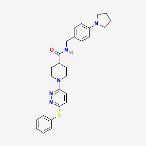 molecular formula C27H31N5OS B2486036 1-[6-(phenylsulfanyl)pyridazin-3-yl]-N-{[4-(pyrrolidin-1-yl)phenyl]methyl}piperidine-4-carboxamide CAS No. 1223910-41-5