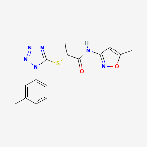 B2486050 N-(5-methyl-1,2-oxazol-3-yl)-2-{[1-(3-methylphenyl)-1H-tetrazol-5-yl]sulfanyl}propanamide CAS No. 887347-25-3