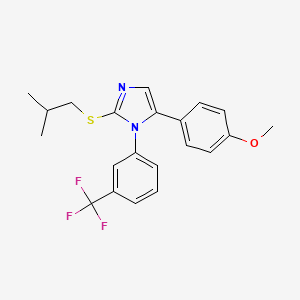 molecular formula C21H21F3N2OS B2486057 2-(isobutylthio)-5-(4-methoxyphenyl)-1-(3-(trifluoromethyl)phenyl)-1H-imidazole CAS No. 1226427-78-6