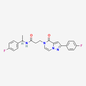 molecular formula C23H20F2N4O2 B2486060 N-[1-(4-fluorophenyl)ethyl]-3-[2-(4-fluorophenyl)-4-oxopyrazolo[1,5-a]pyrazin-5(4H)-yl]propanamide CAS No. 1326845-74-2