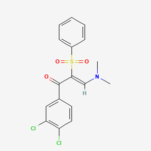 molecular formula C17H15Cl2NO3S B2486080 (2Z)-2-(benzenesulfonyl)-1-(3,4-dichlorophenyl)-3-(dimethylamino)prop-2-en-1-one CAS No. 344266-98-4
