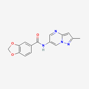 molecular formula C15H12N4O3 B2486097 N-(2-methylpyrazolo[1,5-a]pyrimidin-6-yl)benzo[d][1,3]dioxole-5-carboxamide CAS No. 1788843-76-4