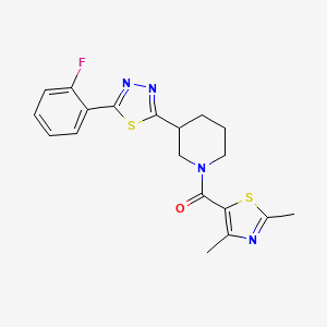 (2,4-Dimethylthiazol-5-yl)(3-(5-(2-fluorophenyl)-1,3,4-thiadiazol-2-yl)piperidin-1-yl)methanone