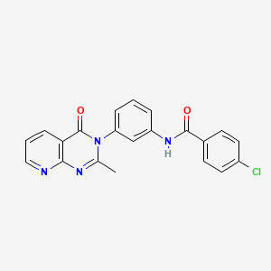 4-chloro-N-[3-(2-methyl-4-oxopyrido[2,3-d]pyrimidin-3-yl)phenyl]benzamide