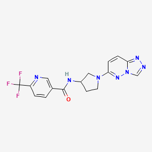 molecular formula C16H14F3N7O B2486131 N-(1-([1,2,4]triazolo[4,3-b]pyridazin-6-yl)pyrrolidin-3-yl)-6-(trifluoromethyl)nicotinamide CAS No. 2034391-31-4