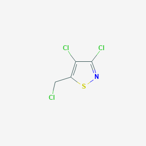 molecular formula C4H2Cl3NS B2486132 3,4-Dichloro-5-(chloromethyl)-1,2-thiazole CAS No. 944281-43-0