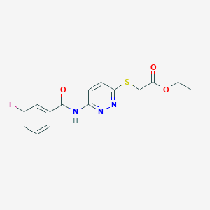 molecular formula C15H14FN3O3S B2486147 Ethyl 2-((6-(3-fluorobenzamido)pyridazin-3-yl)thio)acetate CAS No. 1021055-87-7