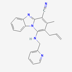 11-Methyl-12-(prop-2-en-1-yl)-13-{[(pyridin-2-yl)methyl]amino}-1,8-diazatricyclo[7.4.0.0^{2,7}]trideca-2(7),3,5,8,10,12-hexaene-10-carbonitrile