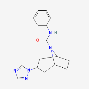 molecular formula C16H19N5O B2486175 N-phenyl-3-(1H-1,2,4-triazol-1-yl)-8-azabicyclo[3.2.1]octane-8-carboxamide CAS No. 2320821-01-8