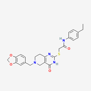 2-((6-(benzo[d][1,3]dioxol-5-ylmethyl)-4-oxo-3,4,5,6,7,8-hexahydropyrido[4,3-d]pyrimidin-2-yl)thio)-N-(4-ethylphenyl)acetamide