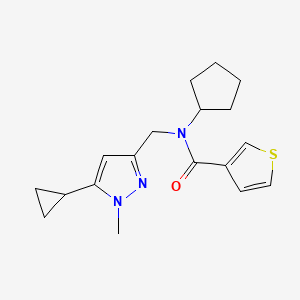 N-cyclopentyl-N-((5-cyclopropyl-1-methyl-1H-pyrazol-3-yl)methyl)thiophene-3-carboxamide