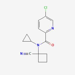 molecular formula C14H14ClN3O B2486190 5-Chloro-N-(1-cyanocyclobutyl)-N-cyclopropylpyridine-2-carboxamide CAS No. 1954265-29-2