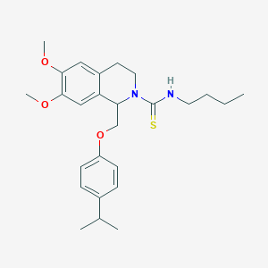 molecular formula C26H36N2O3S B2486200 N-butyl-1-((4-isopropylphenoxy)methyl)-6,7-dimethoxy-3,4-dihydroisoquinoline-2(1H)-carbothioamide CAS No. 536698-81-4