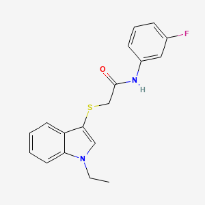 molecular formula C18H17FN2OS B2486204 2-((1-ethyl-1H-indol-3-yl)thio)-N-(3-fluorophenyl)acetamide CAS No. 862825-68-1
