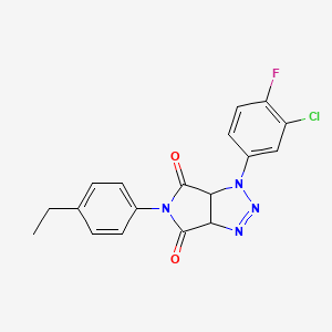 molecular formula C18H14ClFN4O2 B2486209 1-(3-chloro-4-fluorophenyl)-5-(4-ethylphenyl)-1,6a-dihydropyrrolo[3,4-d][1,2,3]triazole-4,6(3aH,5H)-dione CAS No. 1170597-33-7