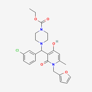Ethyl 4-((3-chlorophenyl)(1-(furan-2-ylmethyl)-4-hydroxy-6-methyl-2-oxo-1,2-dihydropyridin-3-yl)methyl)piperazine-1-carboxylate