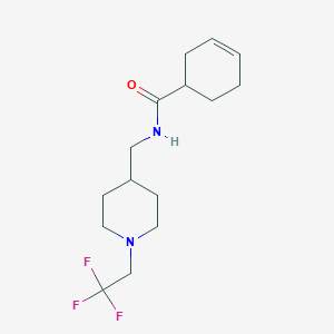 molecular formula C15H23F3N2O B2486225 N-{[1-(2,2,2-trifluoroethyl)piperidin-4-yl]methyl}cyclohex-3-ene-1-carboxamide CAS No. 2310076-61-8