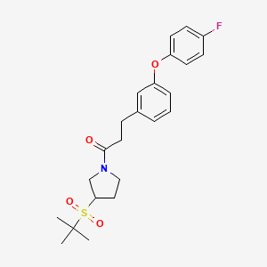 1-(3-(Tert-butylsulfonyl)pyrrolidin-1-yl)-3-(3-(4-fluorophenoxy)phenyl)propan-1-one