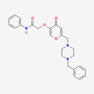 molecular formula C25H27N3O4 B2486240 2-((6-((4-benzylpiperazin-1-yl)methyl)-4-oxo-4H-pyran-3-yl)oxy)-N-phenylacetamide CAS No. 898416-90-5